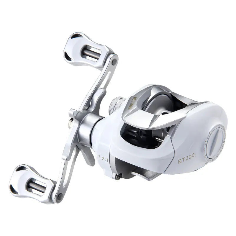 ET Drop Wheel micro left hand baitcasting fishing reel in white colour