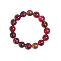 Handmade women's bracelet with pink and green watermelon crystal beads in casual pastoral style.