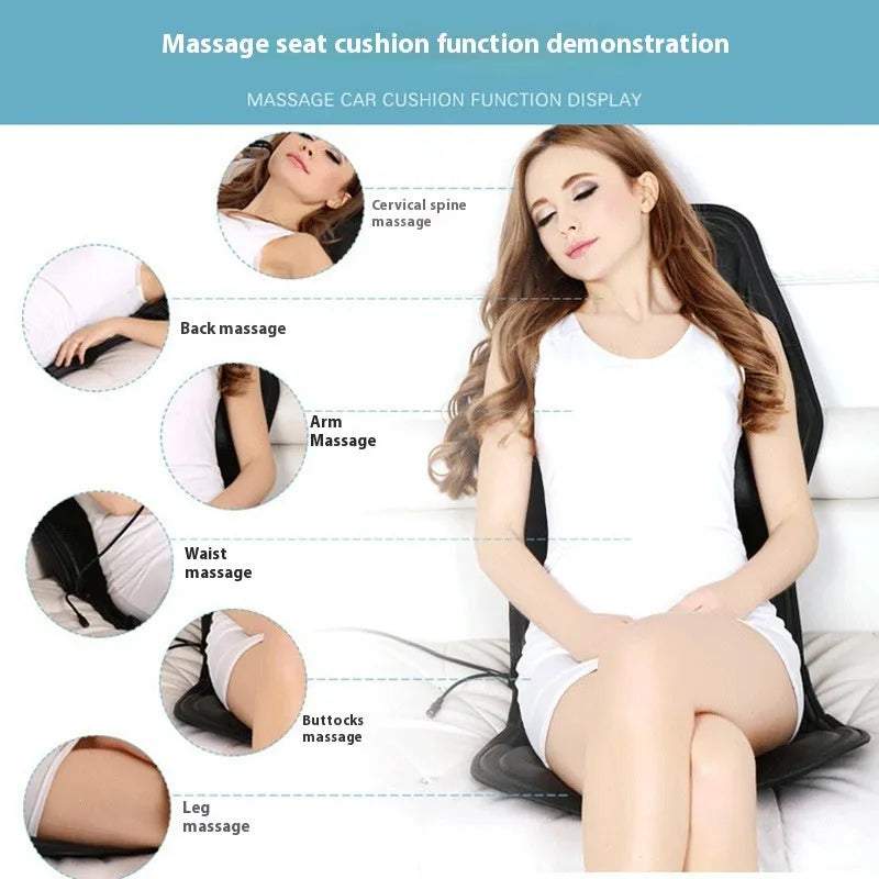 Black heating massage mat with infrared physiotherapy function and variable speed control