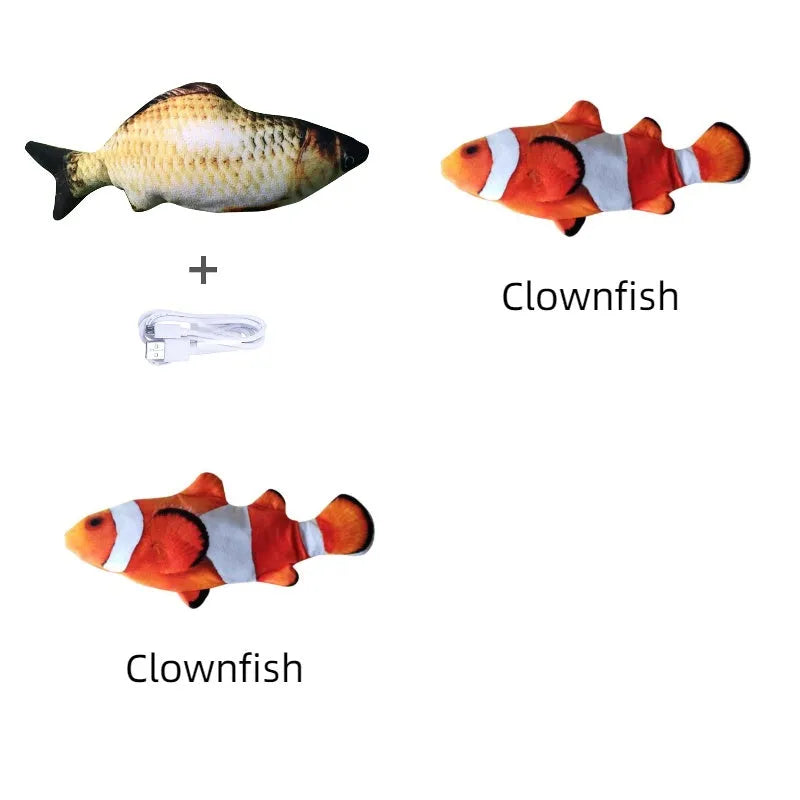 30cm multicolor electronic jumping fish cat toy with USB charging cable