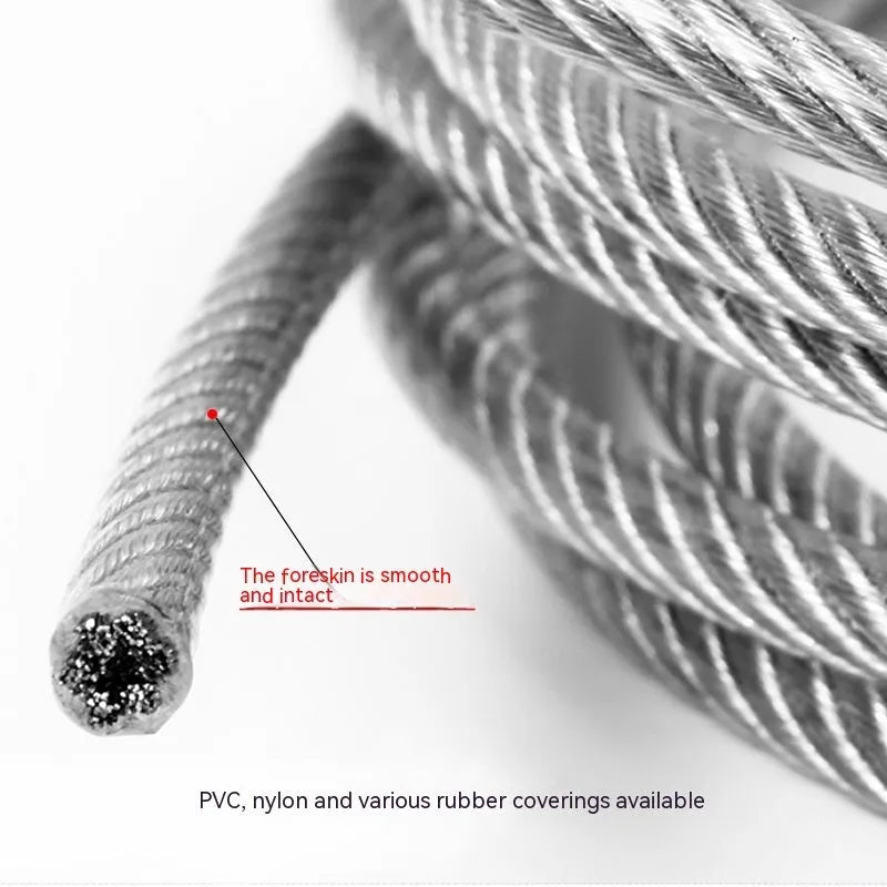304 stainless steel nylon-coated security wire rope showing different diameter options for anti-theft protection