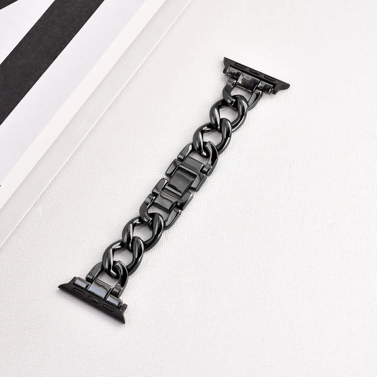 Metal chain link watch strap for Apple Watch in silver gold black rose gold and starlight finishes