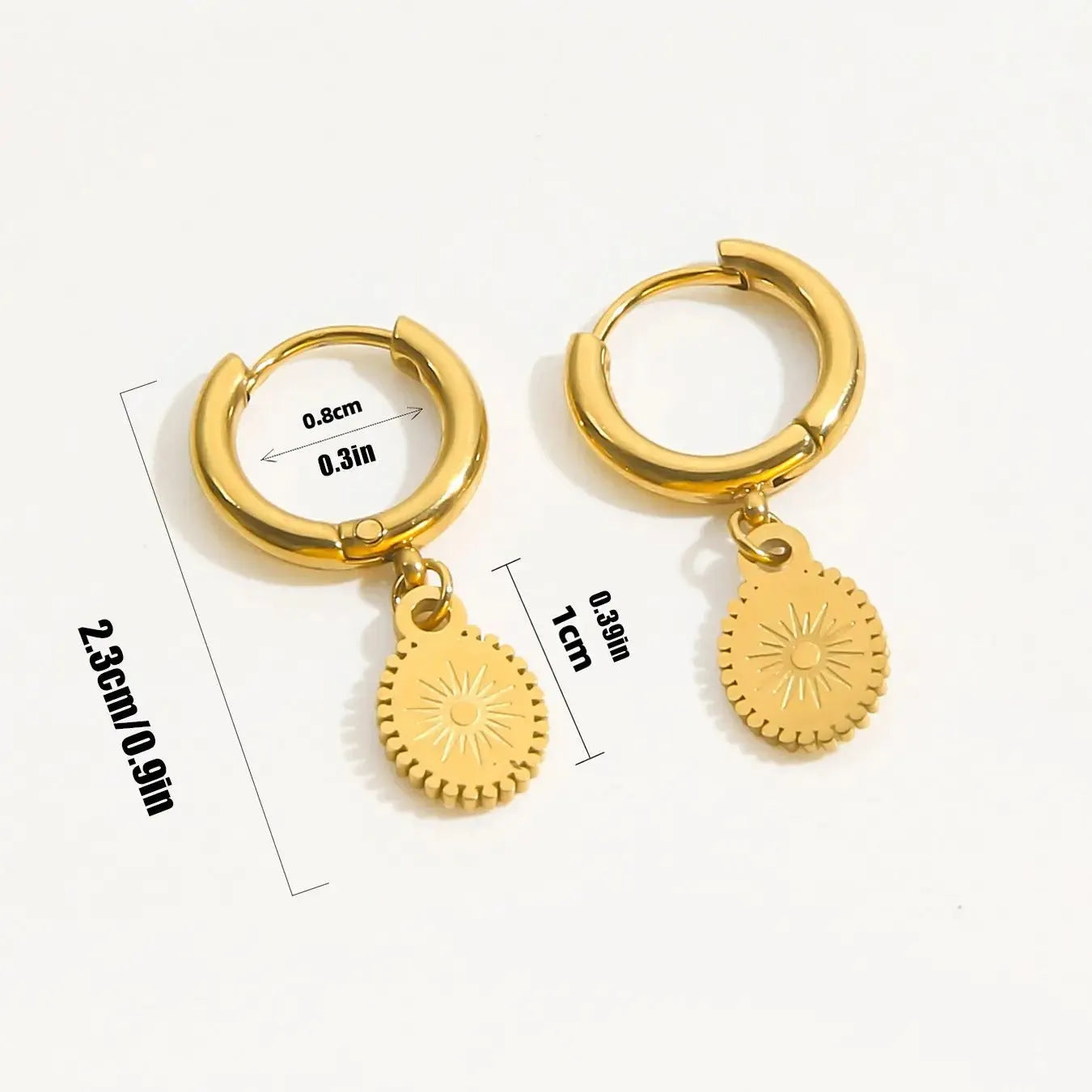 Stainless steel geometric ellipse ear button earrings for women in non-fading finish