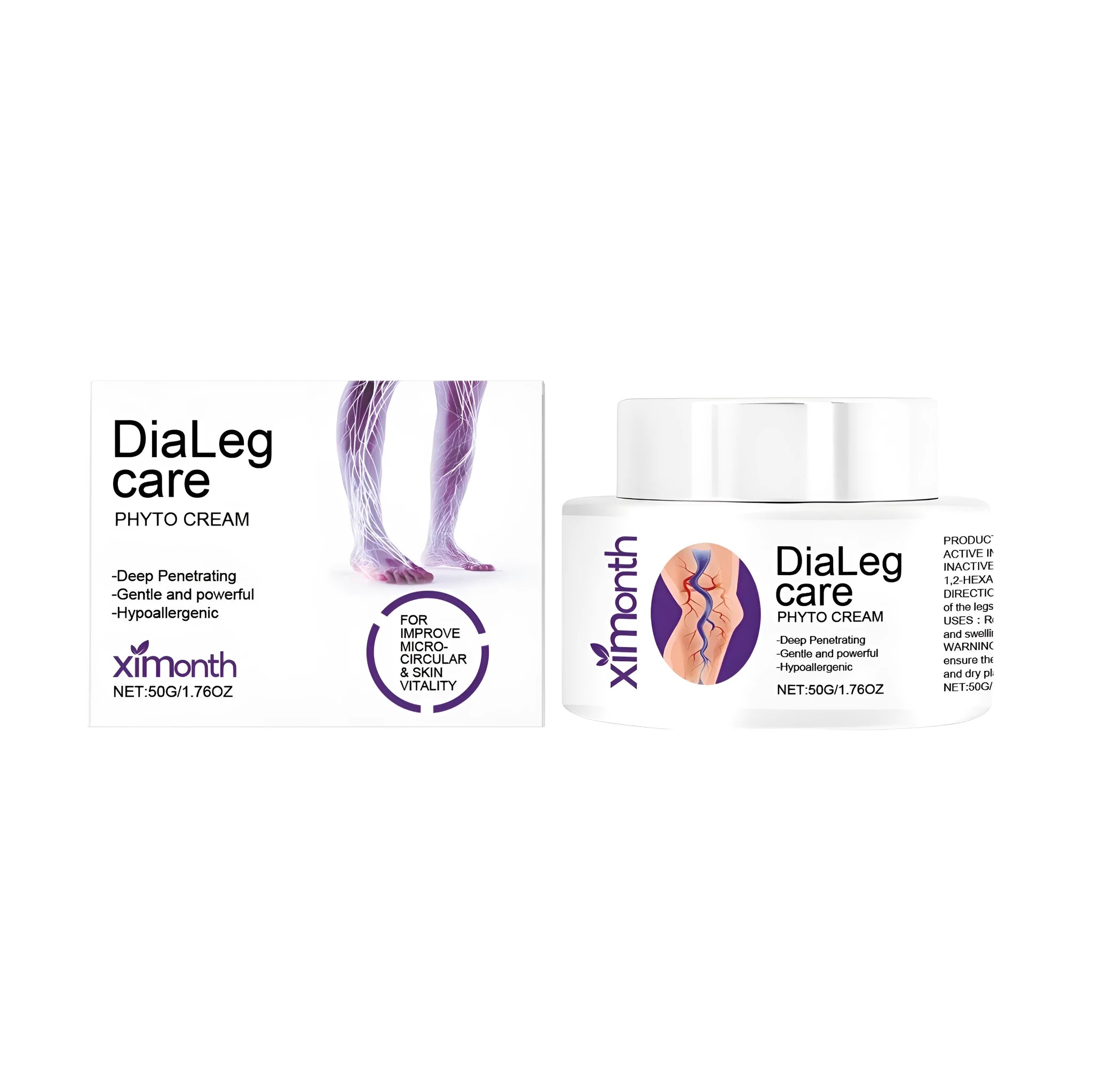 50g tube of varicose vein care cream with mint leaves and shea butter ingredients