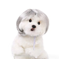 Halloween pet wig for cats and dogs in high-temperature fibre, shown in blue, natural, orange, red and silver colour options