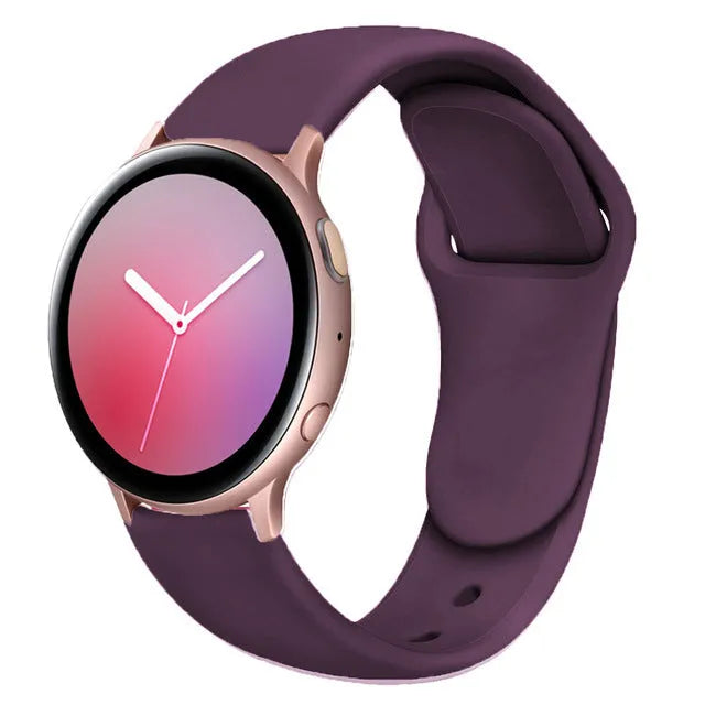Samsung Galaxy Watch Active 2 sports strap with reverse buckle clasp in lilac silicone