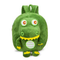 Blue dinosaur plush backpack with embroidery details and soft handle