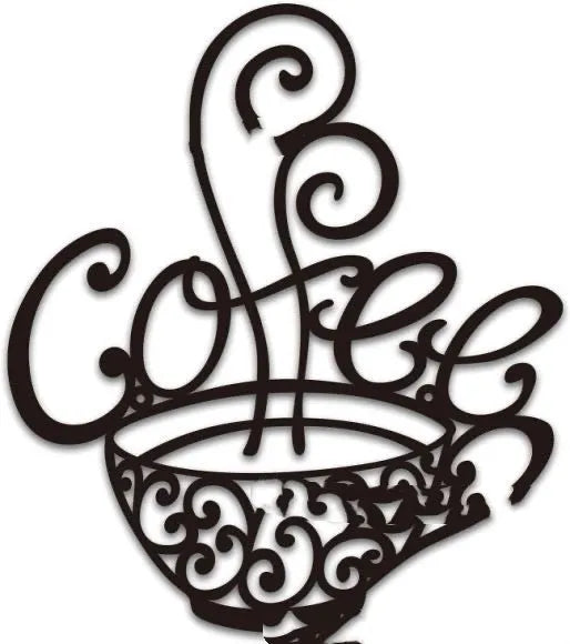 Black wrought iron English letters silhouette wall ornament measuring 26x28 cm