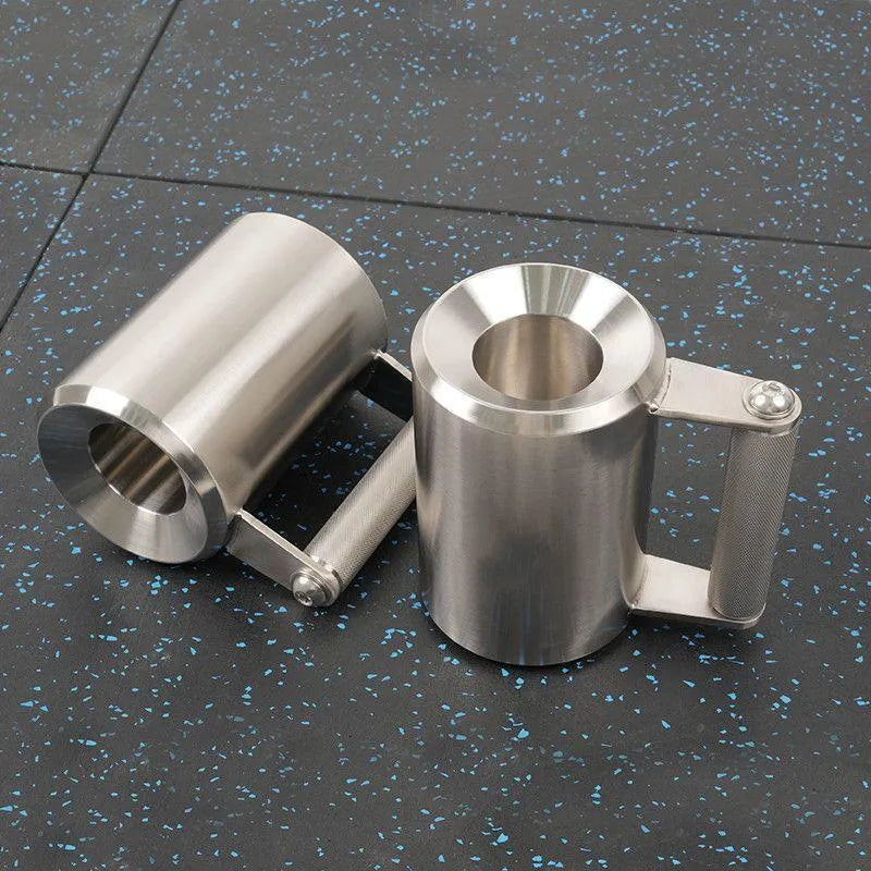 Silver stainless steel 8kg cast iron dumbbell cup for weight training.
