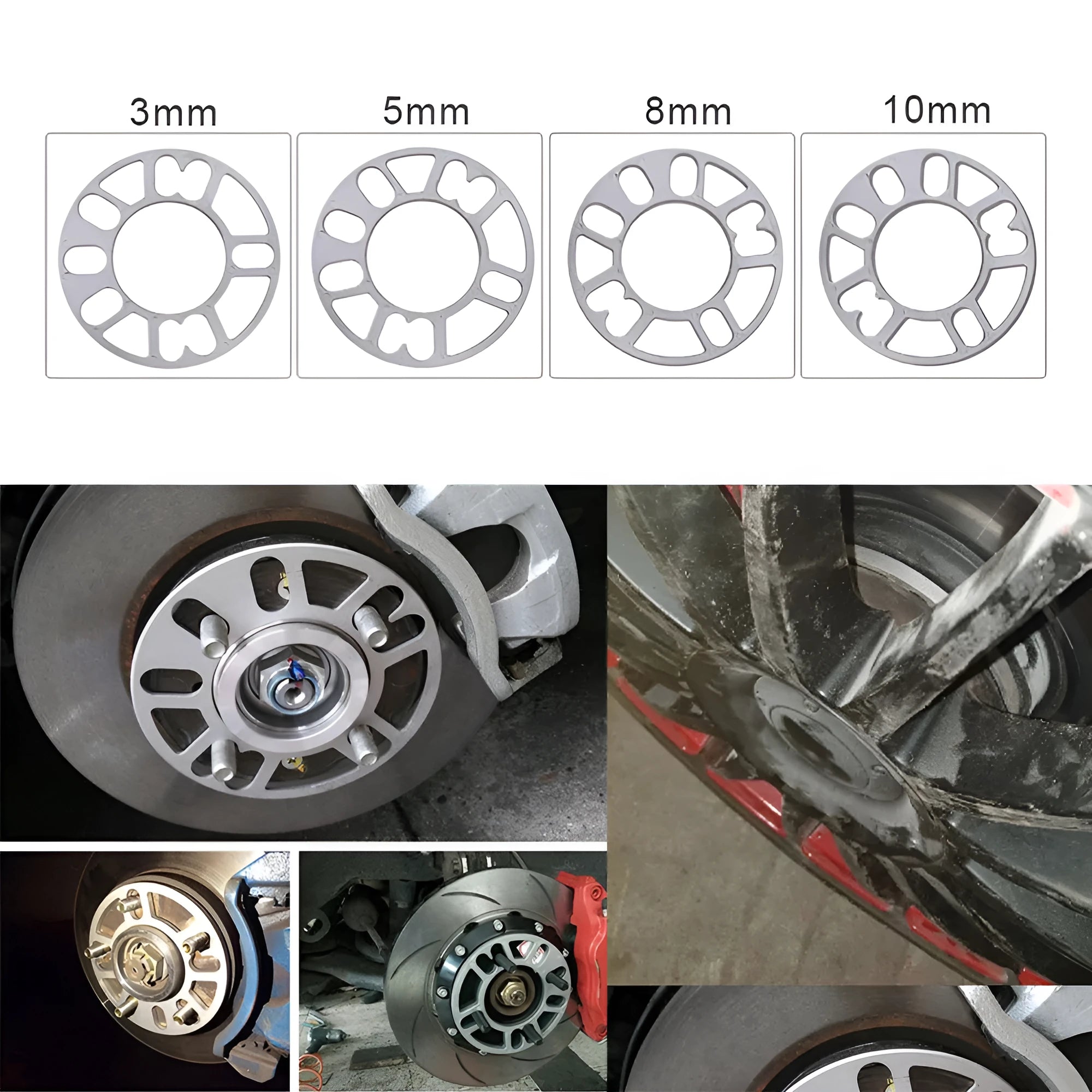 Wheel hub spacer gasket kit with 3mm 5mm 8mm 10mm thickness options for car wheel modification