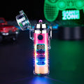 Transparent USB rechargeable electric lighter with dual arc, LED light, and nylon lanyard in black colour