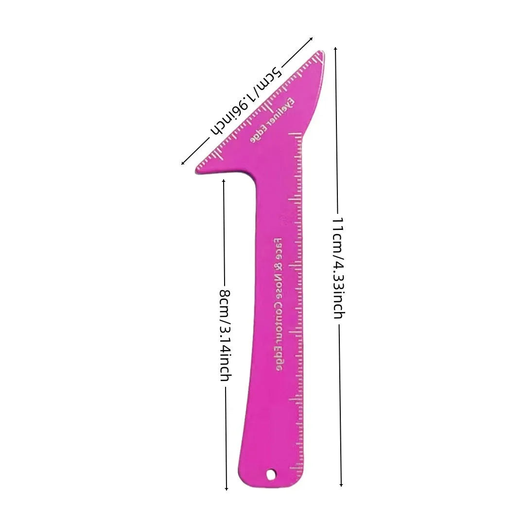 Reusable 3-in-1 plastic makeup stencil for winged eyeliner, eyebrows, and face contour on hooded eyes.
