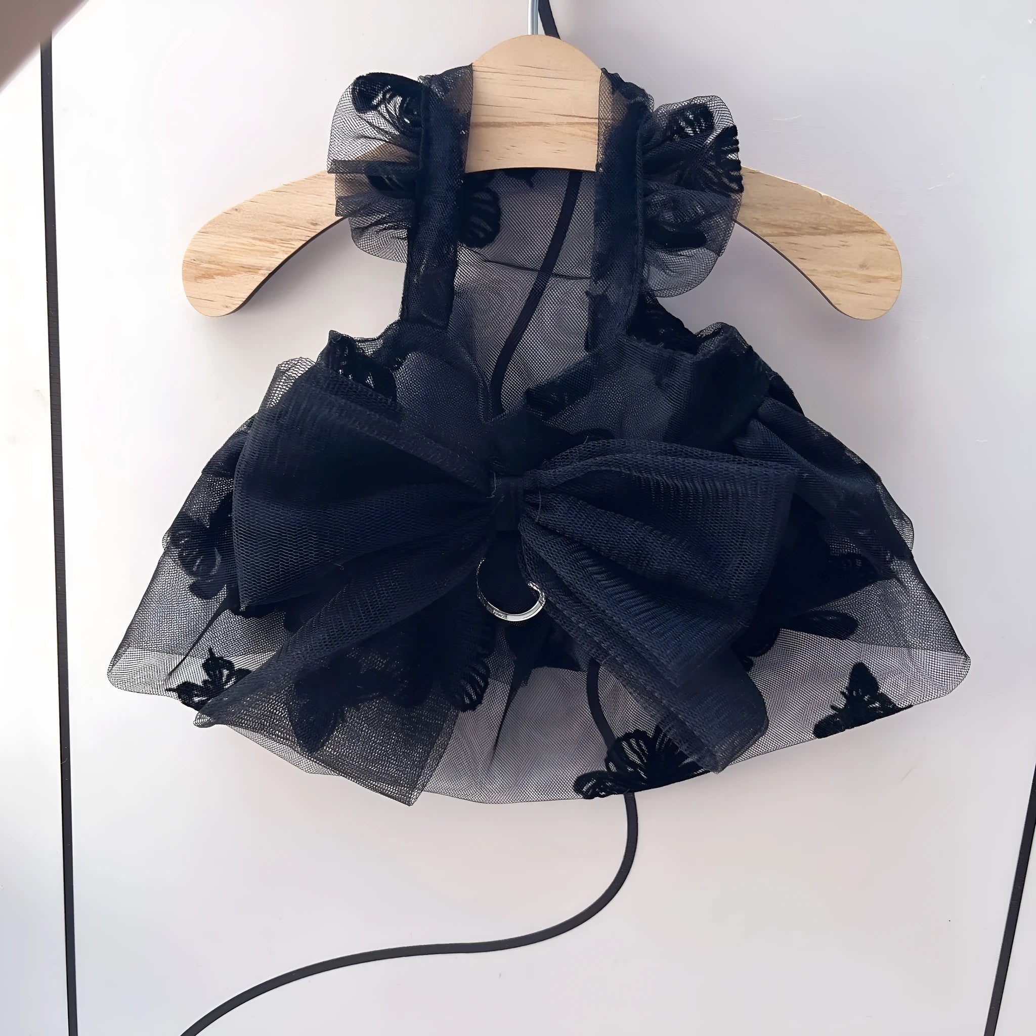 Black tulle princess skirt for small dog or cat with gauze material and five size options