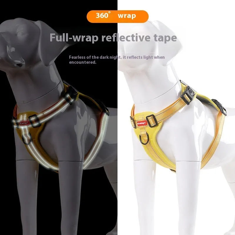 Adjustable dog chest harness and leash set in multiple colours and sizes
