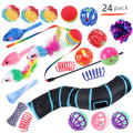 Plastic cat suit toy channel tunnel with random coloured accessories for indoor pet play