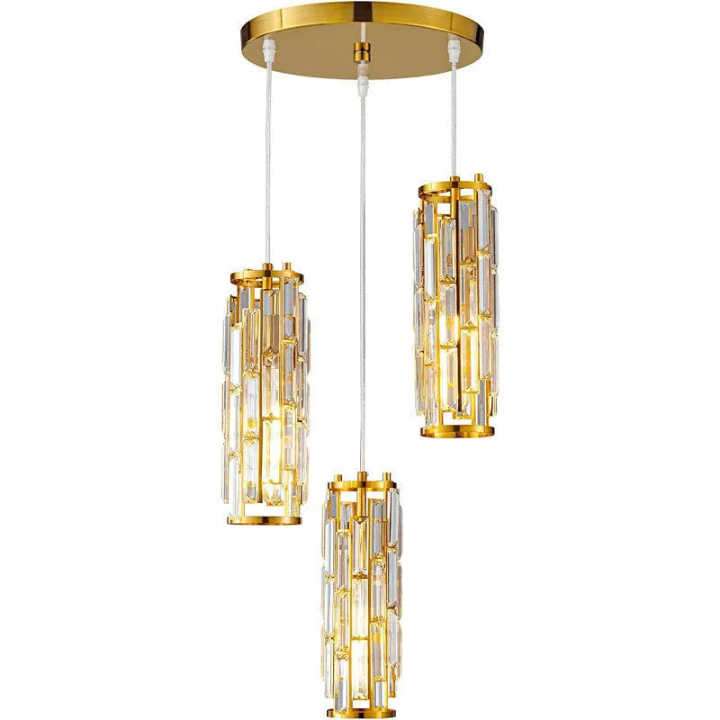 Industrial-style single head LED droplight in metallic finish with crystal design elements