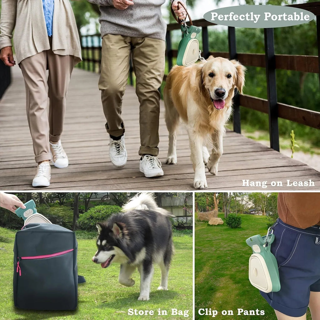 Portable handheld pooper scooper for dog waste cleanup with integrated bag dispenser and clip