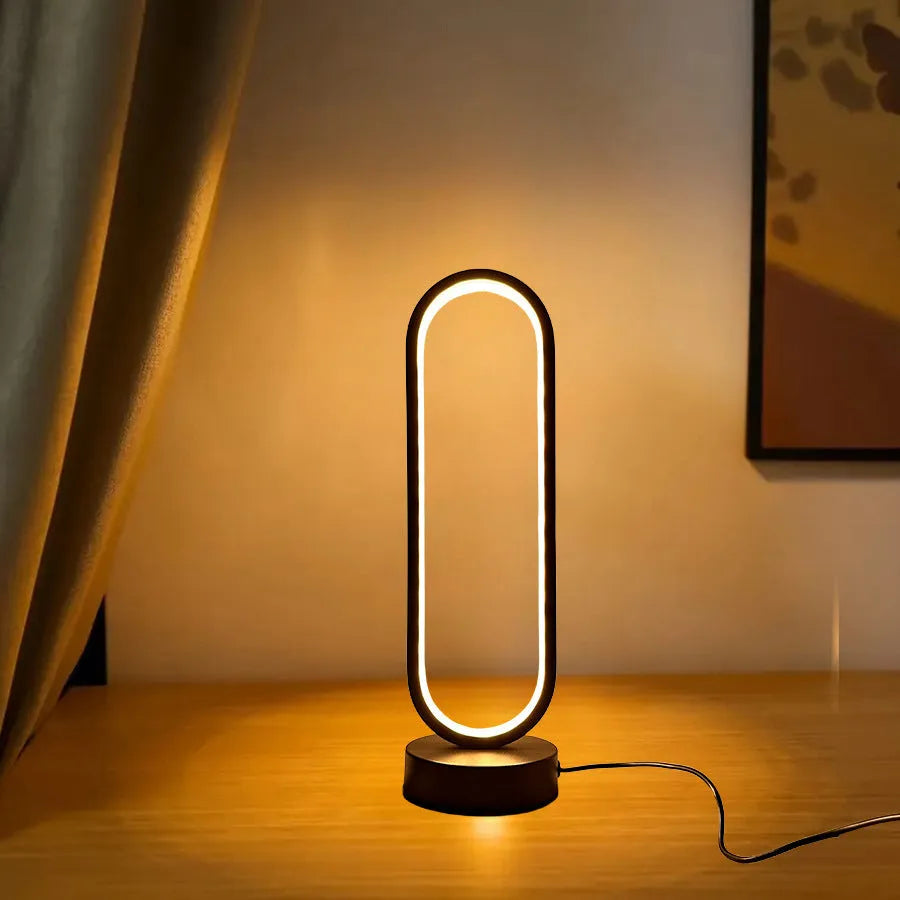 Black and white USB LED wall light with ring design, acrylic and iron body, dimmable three-colour plug for living room or bedroom