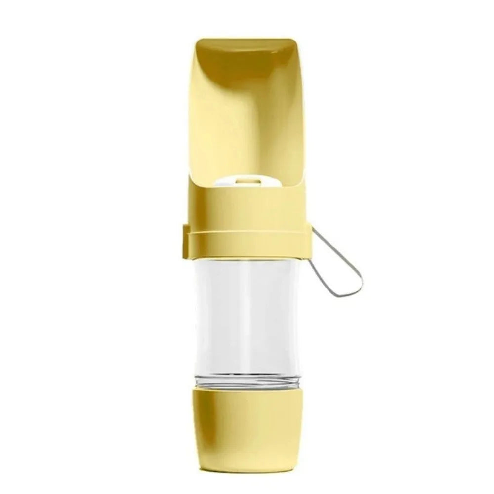 2-in-1 dog travel drink bottle with foldable bowl, 450ml, PP, approx. 9 x 28cm, Gray Green Pink Yellow