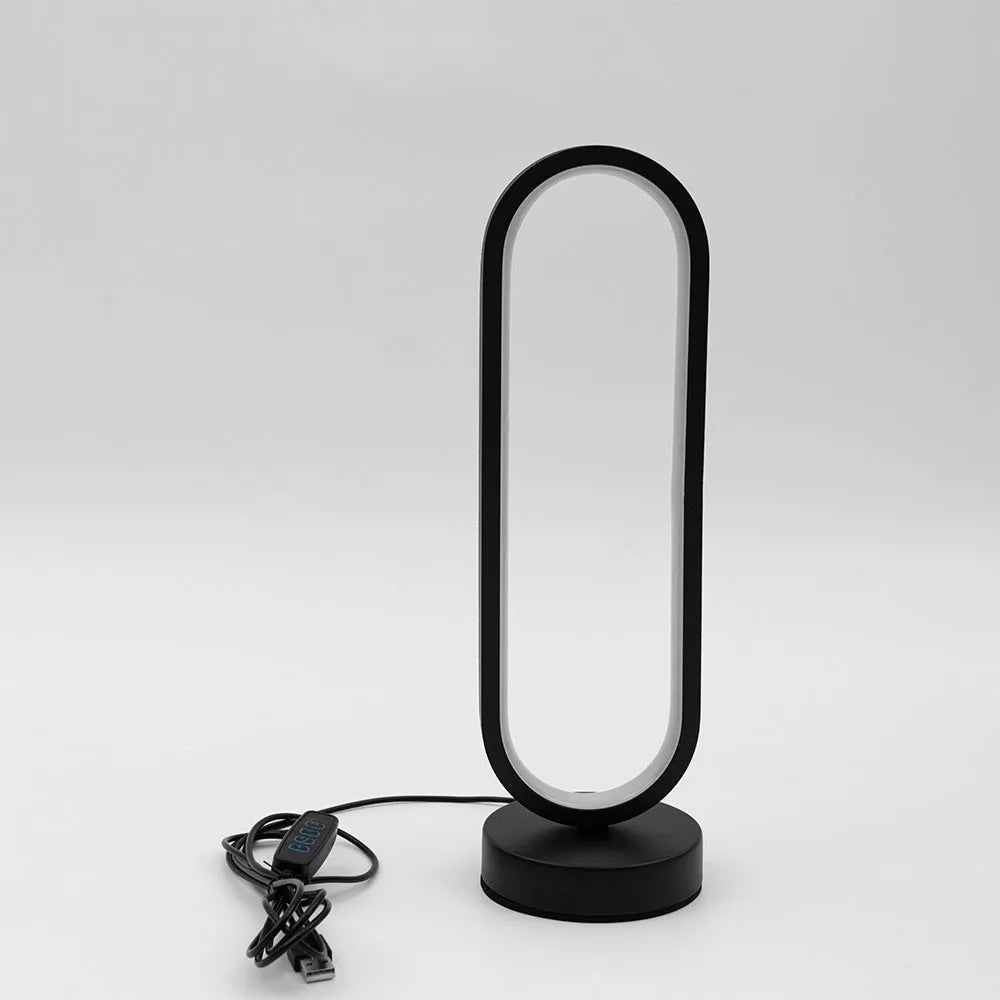 Black and white USB LED wall light with ring design, acrylic and iron body, dimmable three-colour plug for living room or bedroom