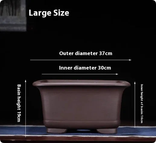 Large antique Chinese style purple clay flower pot for indoor plants and bonsai trees