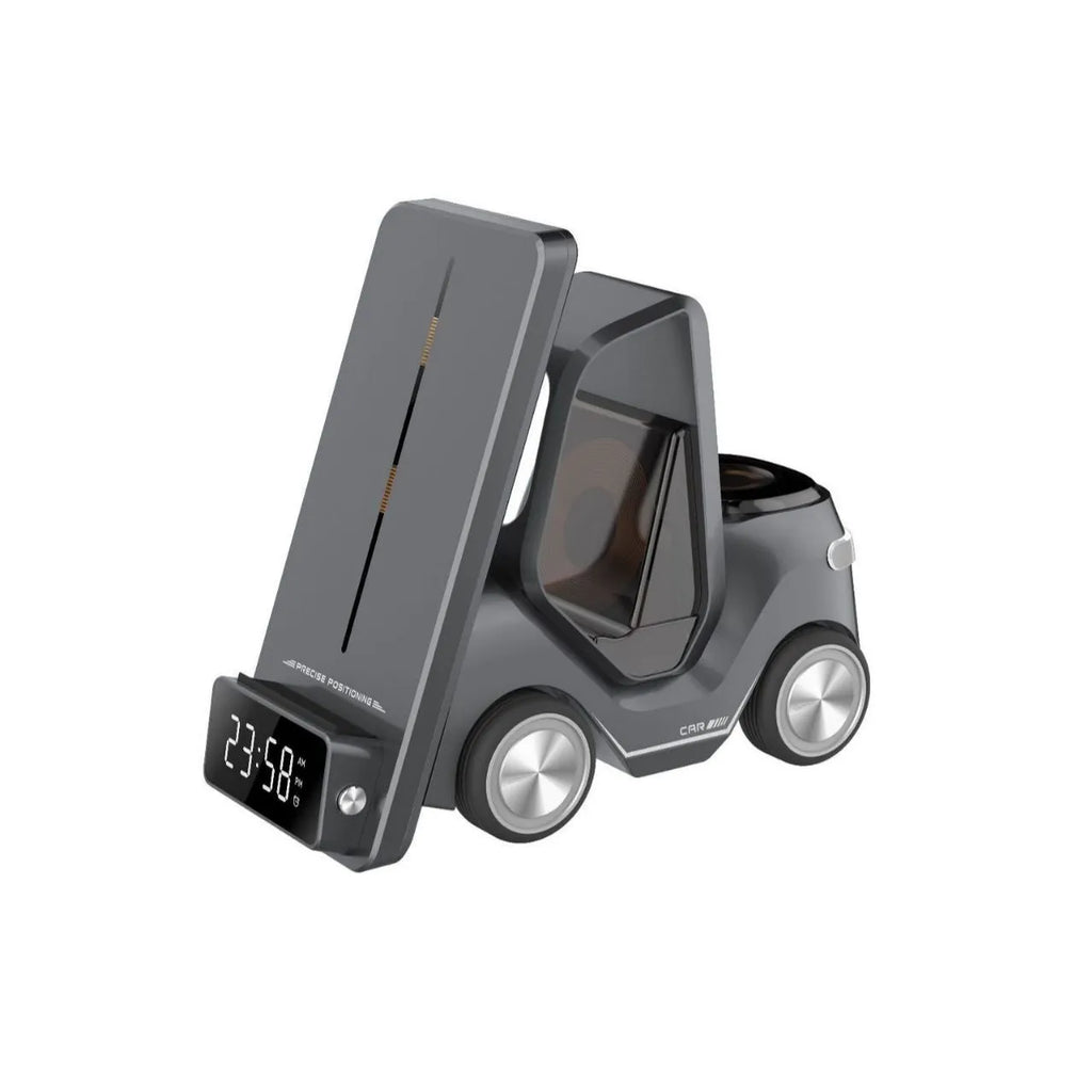15W three-in-one wireless fast charging bracket in grey, white, yellow, or orange with USB Type-C connection