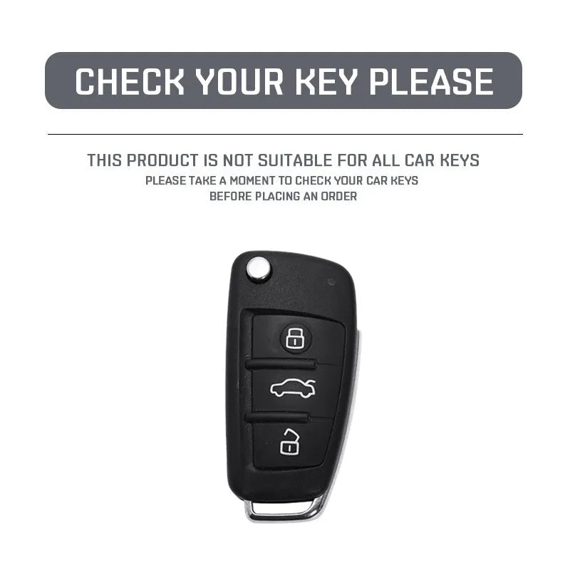Carbon fibre style car key cover with mirror element in carbon black and white colours