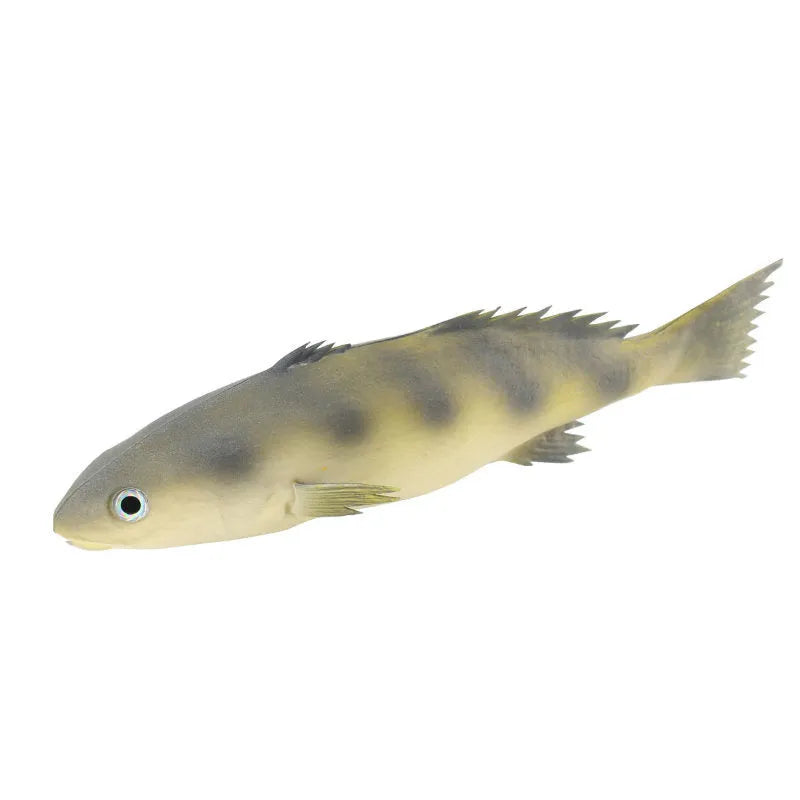 PU simulated fish ornament set showing yellow-fin tuna, small tuna, and yellow croaker ocean animal models