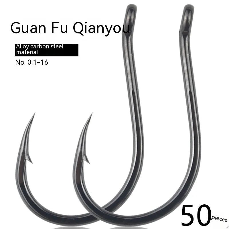Barbed fishing hooks with crooked mouth, bulk pack for sea fishing, alloy carbon steel material.