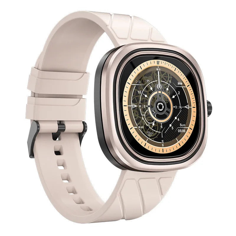 Bluetooth smart bracelet watch with 1.32-inch TFT touchscreen and black silicone wristband