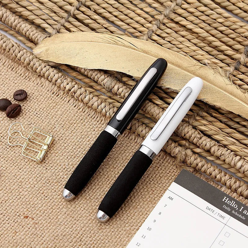 Metal-capped ballpoint pen with 1.0mm bullet tip shown in multiple ink colour options.