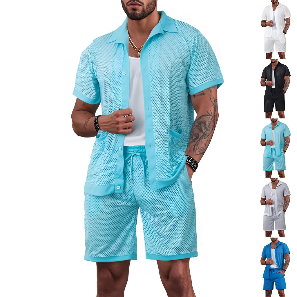 Beach Hawaii see-through dress and shorts set in thin fabric with short sleeve cardigan