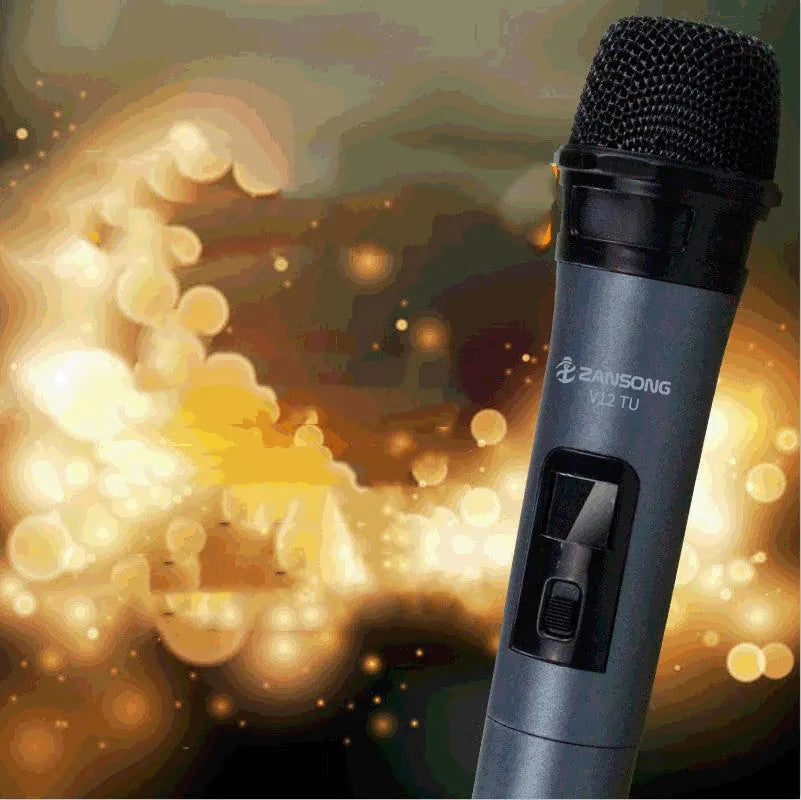ZANSONG V12 black dynamic handheld microphone with USB receiver and audio cable