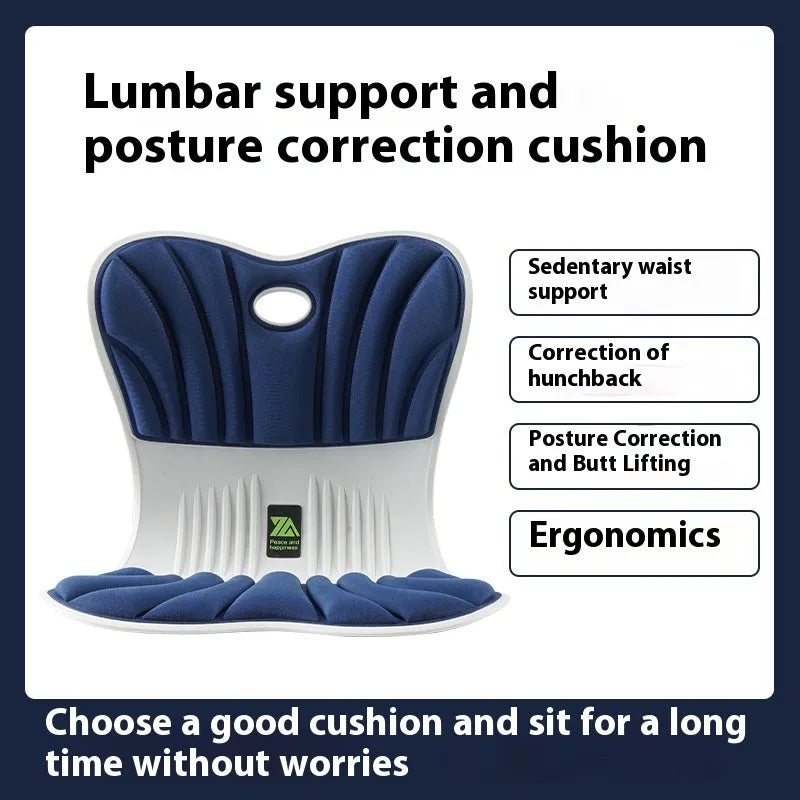 Ergonomic office seat cushion for waist support in grey, emerald, navy, red, or black.