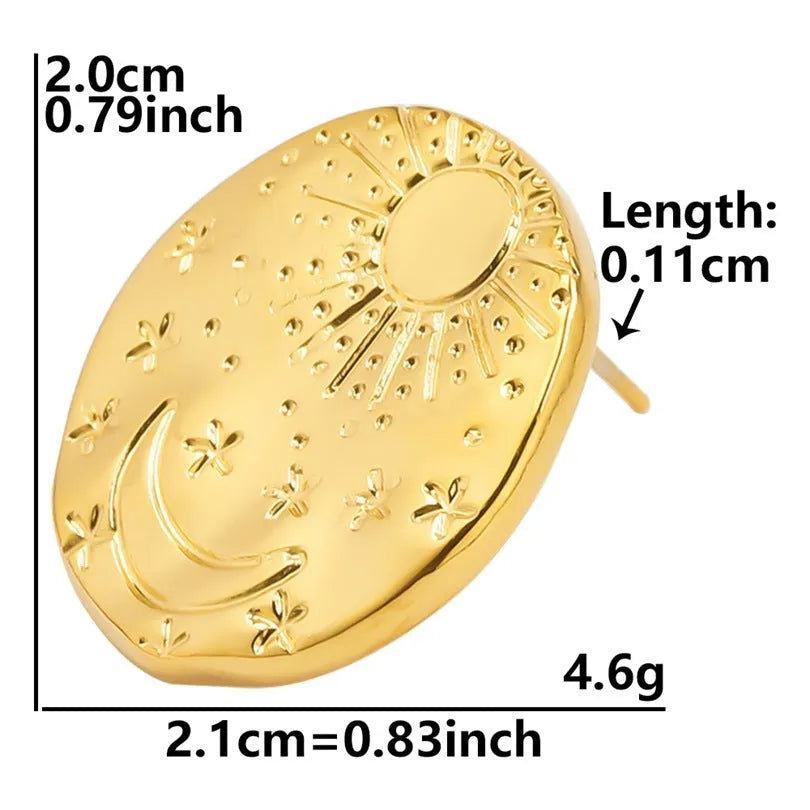 304 stainless steel geometric shell ear studs in gold and silver finish options