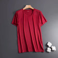 Ice silk men's short sleeve crew neck t-shirt in thin mesh polyester fabric