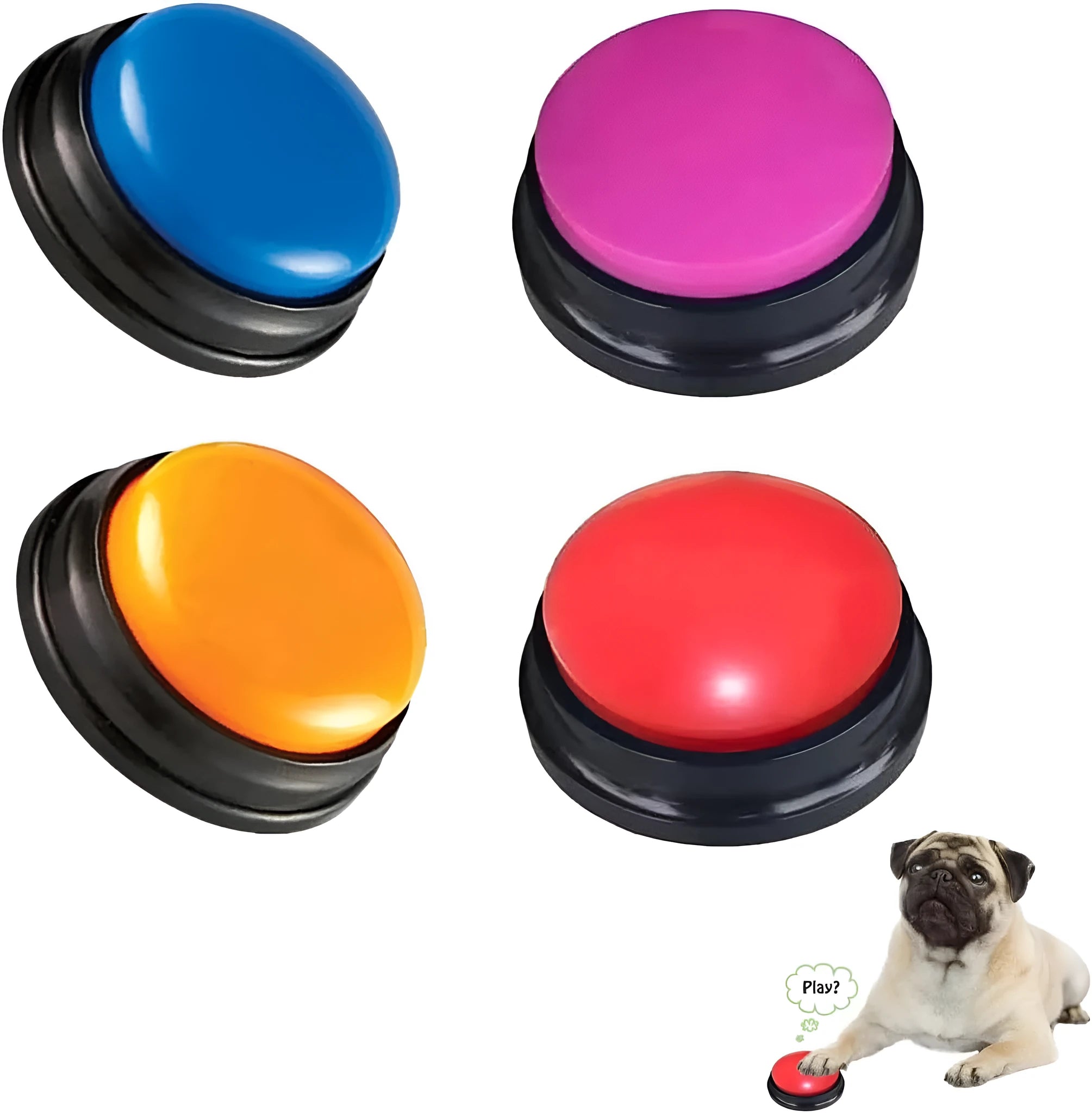 Circular voice recording button for dog training in multiple colour options