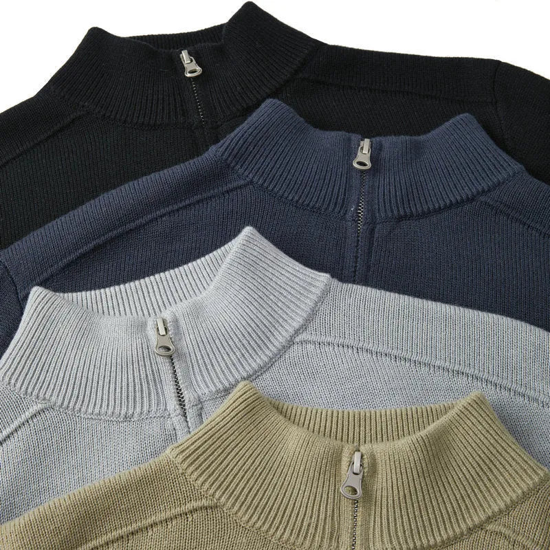 Men's thickened wool casual sweater in slim fit pullover style with long sleeves