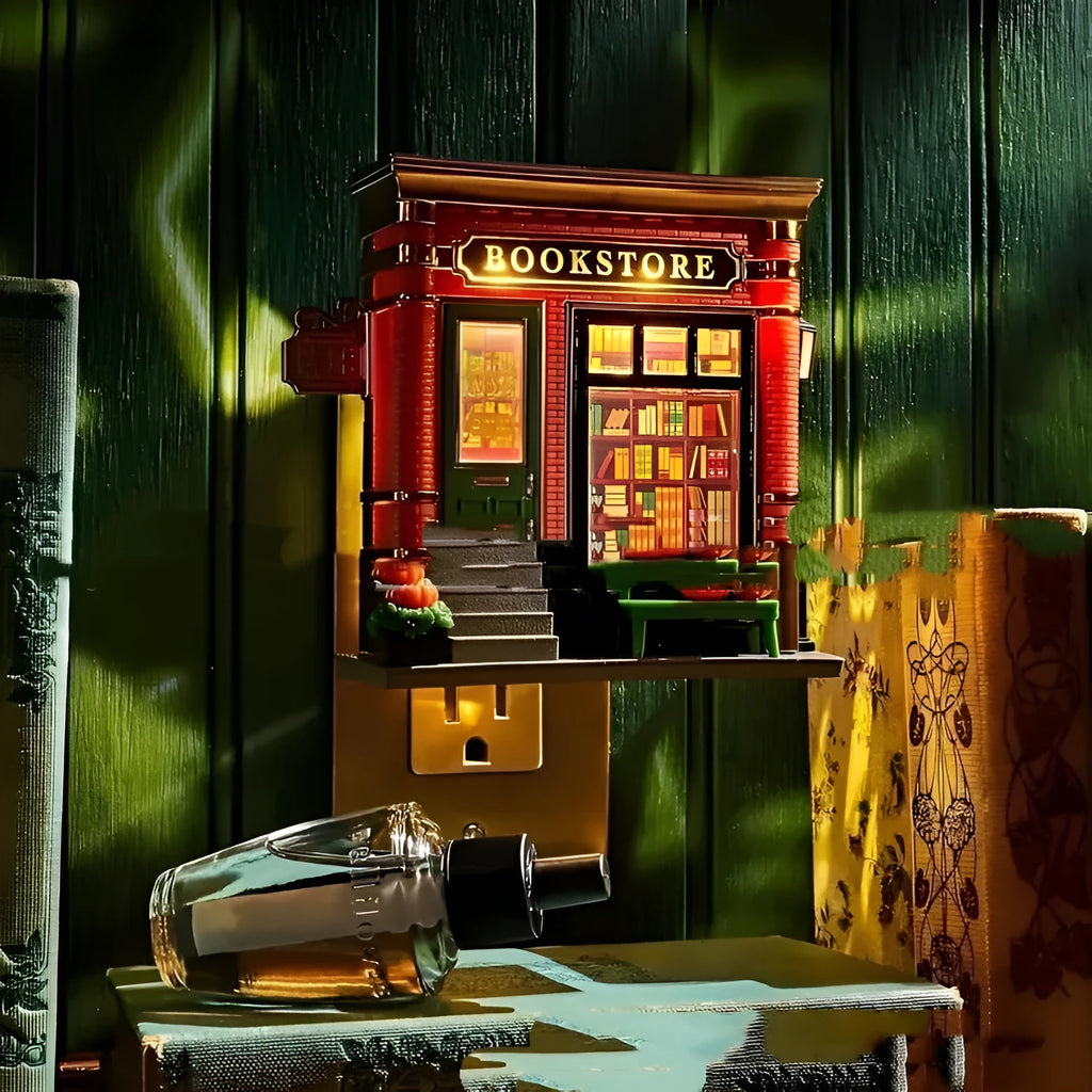 Christmas house small night lamp ornament with cartoon design and built-in lighting