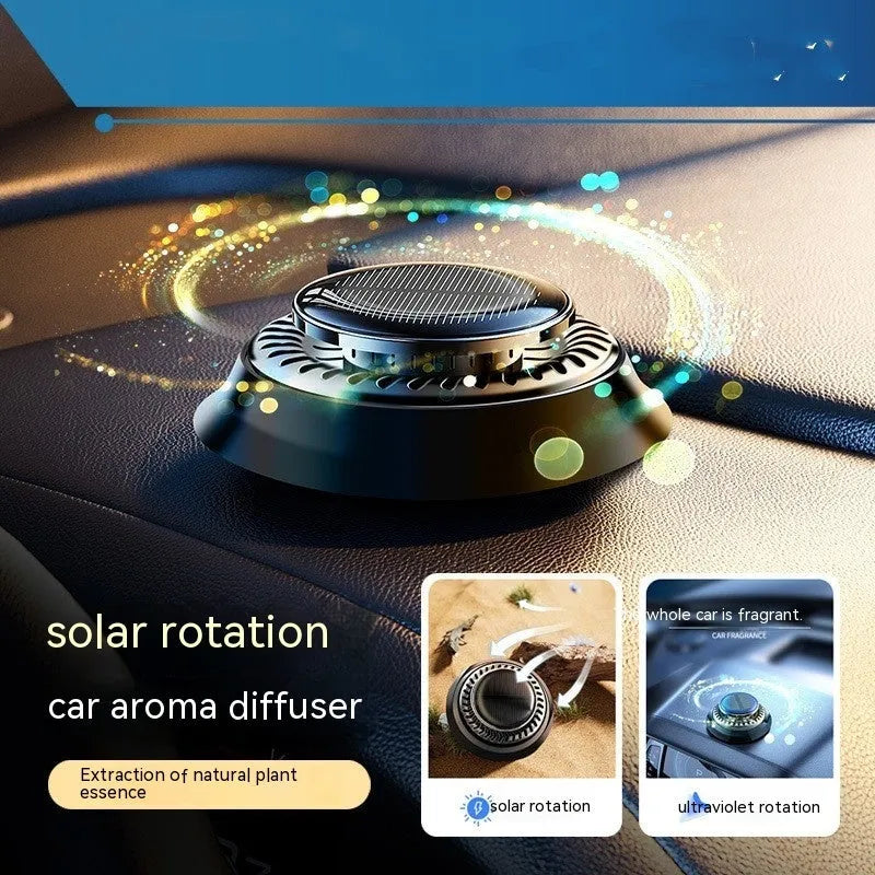 Black plastic solar car ornament with dragon or ocean design, 84mm on dashboard.