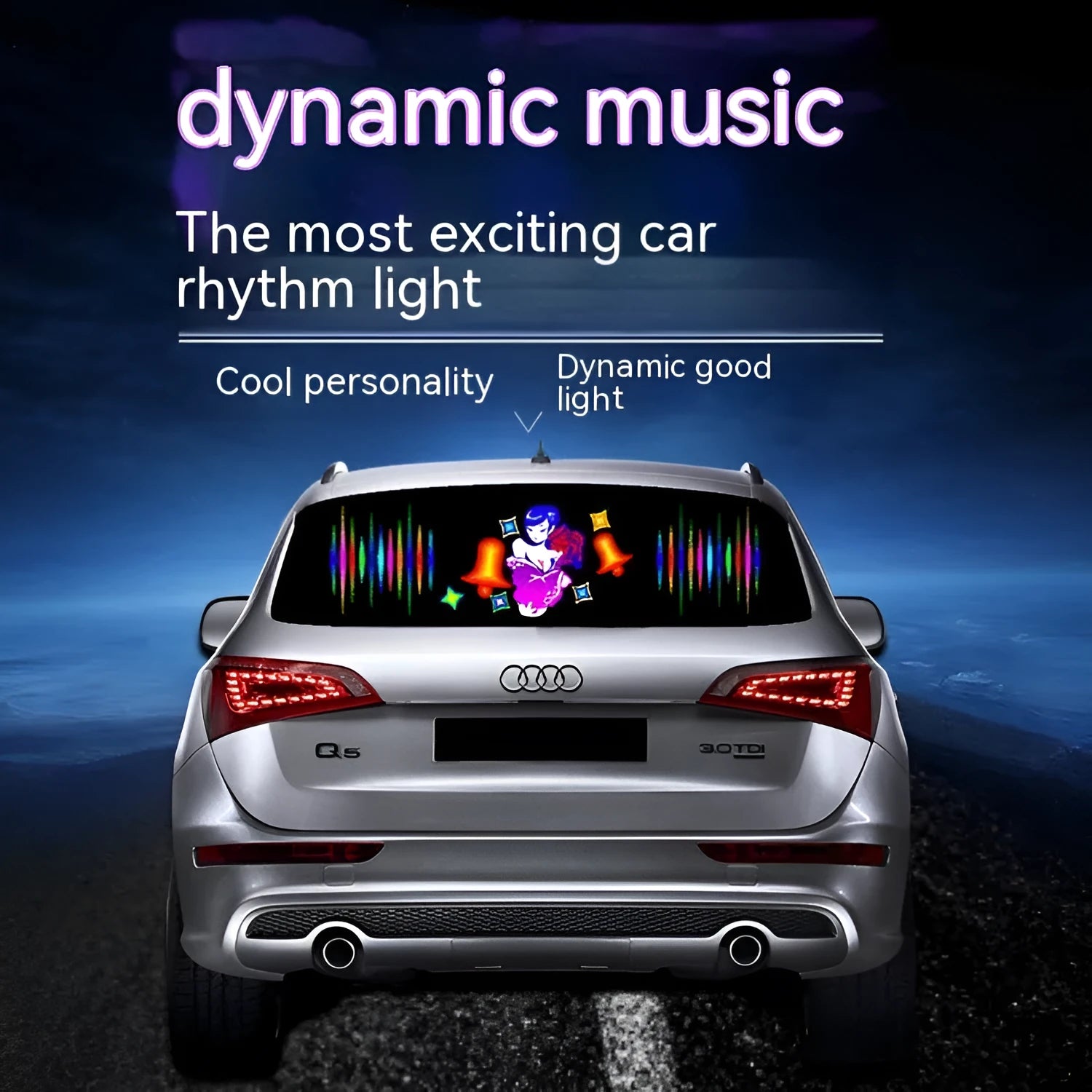 Car voice control rhythm lamp with electroluminescent panel showing multiple light pattern options