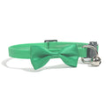 Adjustable cat bow collar with bell in striped nylon, multiple colour options shown