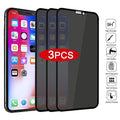 Black anti-peeping tempered glass screen protector for various iPhone models.