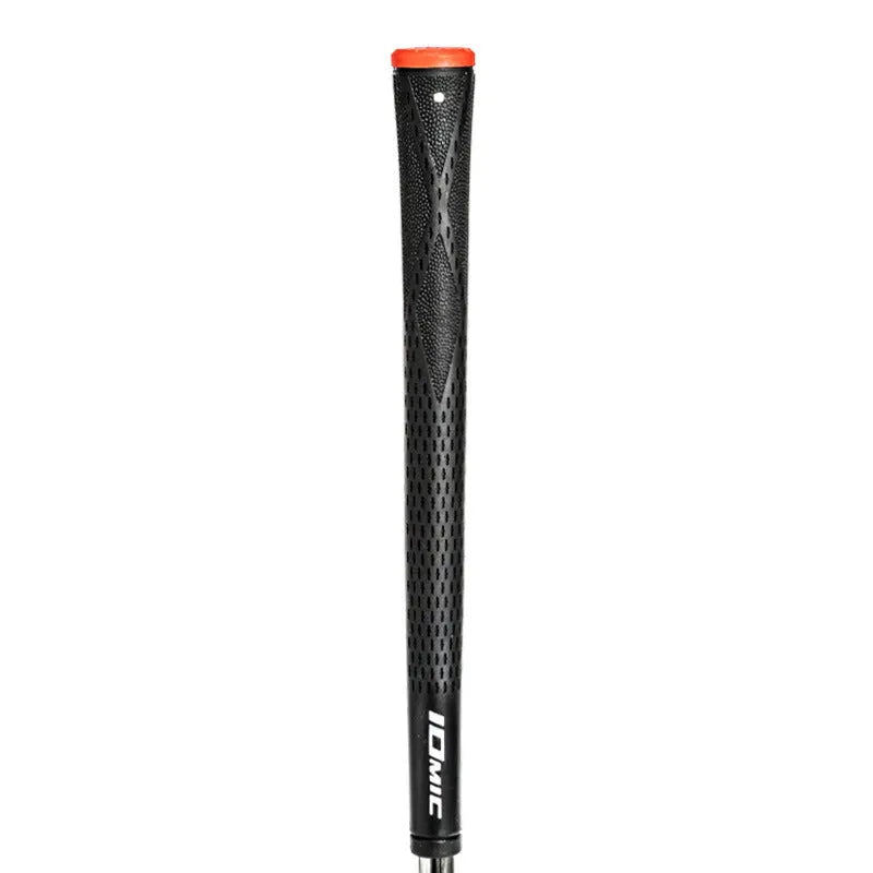TPE material golf club replacement grip shown in multiple colour options including pink, red, blue, and two-tone designs.