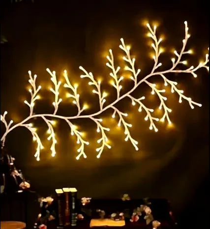Flexible willow vine LED Christmas garland light with warm white LEDs and birch bark texture