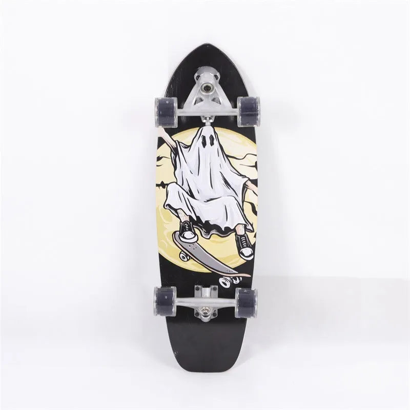 White 31-inch maple wooden street scooter for urban transport