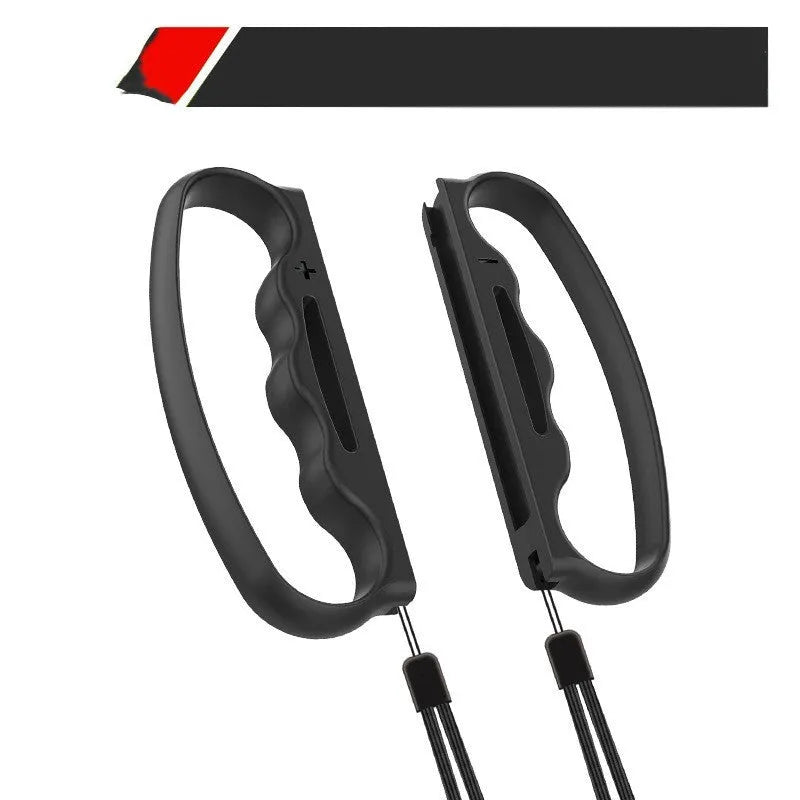 Black Nintendo Switch Joy-Con handle grips with attached hand ropes for boxing games