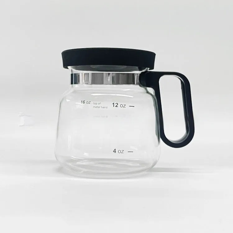 Transparent borosilicate glass coffee maker with silicone cover showing modern simple style