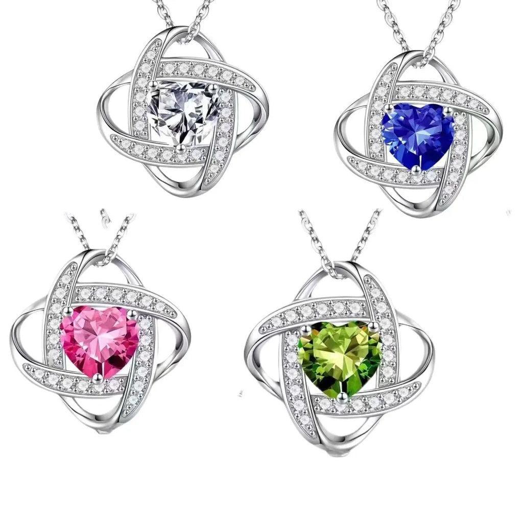 Women's copper necklace with heart pendant in electroplated platinum-toned colours