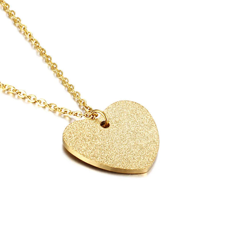 Geometric heart-shaped titanium steel pendant necklace in minimalist Japanese-South Korean style